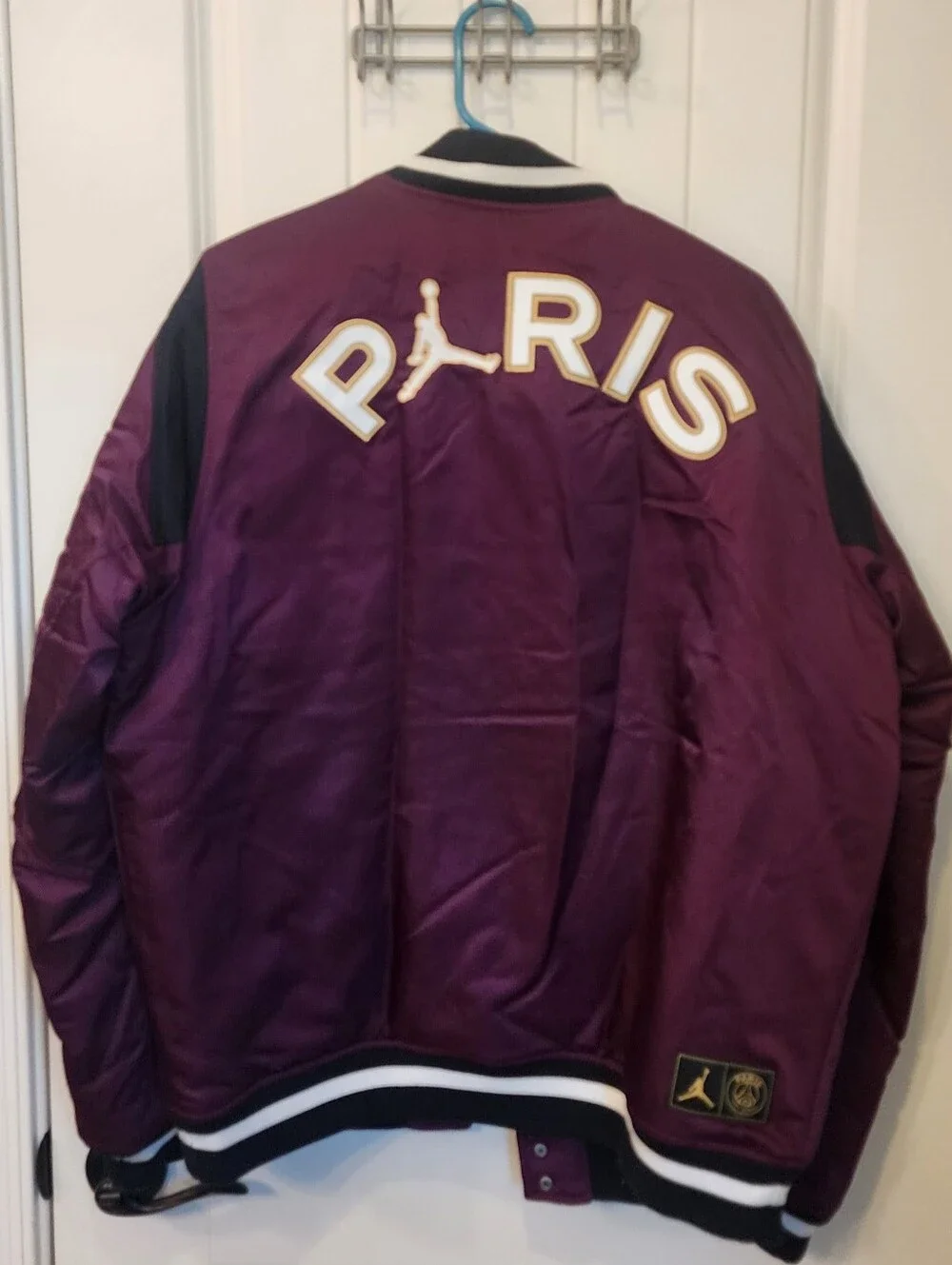 Jordan x PSG Varsity Bomber Jacket - Bordeaux / Black / Gold (Large)